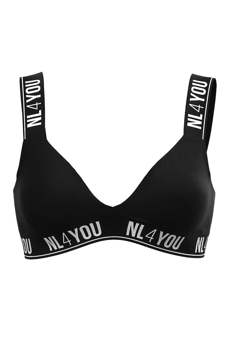 NL4YOU Триъгълно бюстие All Black с памук Бял/Черен