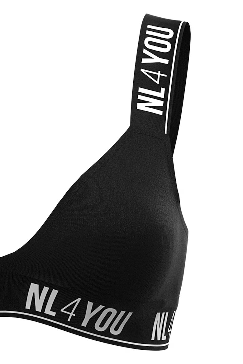 NL4YOU Триъгълно бюстие All Black с памук Бял/Черен