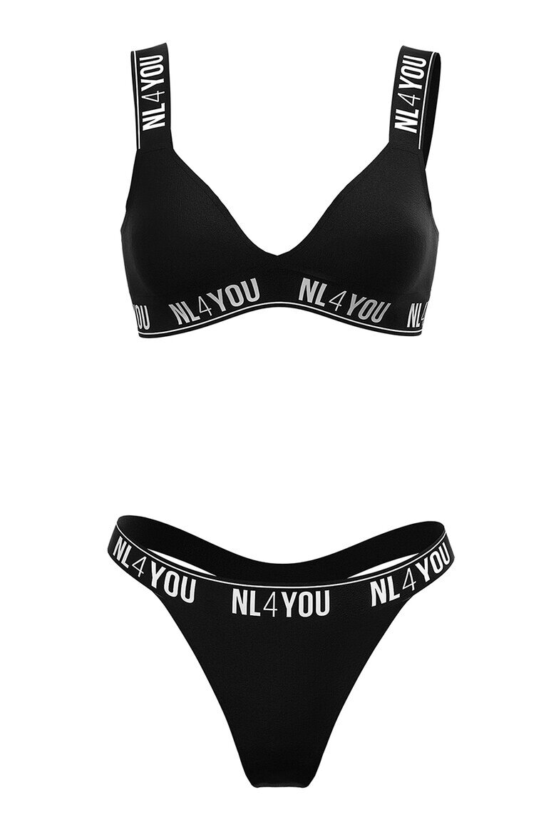 NL4YOU Триъгълно бюстие All Black с памук Бял/Черен