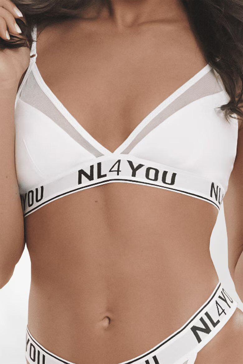 NL4YOU Триъгълно бюстие с мрежа Бял