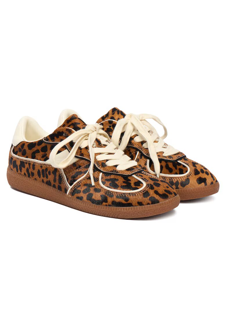 Nokwol Дамски кецове модел Leopard - естествена кожа - кафяви