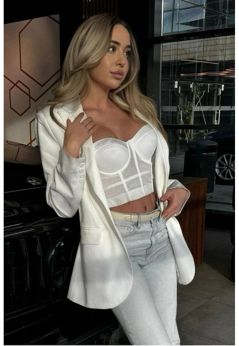 Nympha Clothing Къс топ със сърцевидно деколте - бял
