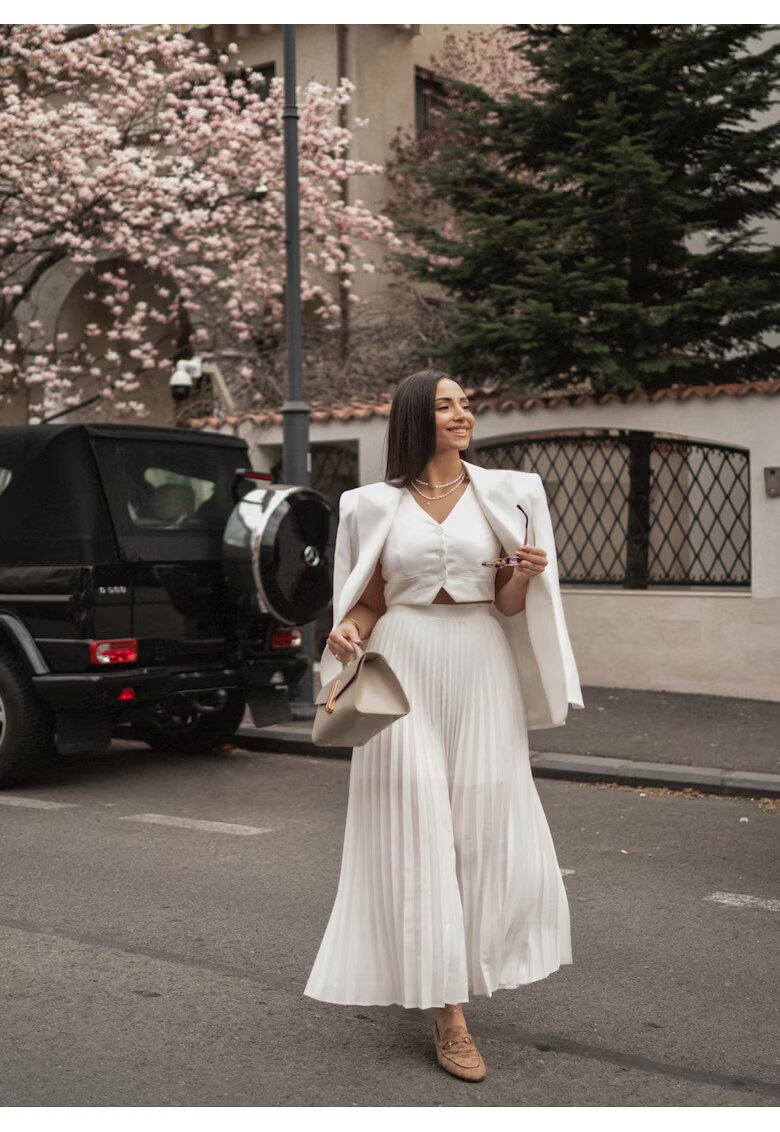 Nympha Clothing Комплект миди пола от дърво и къс елек Pleated Muse -