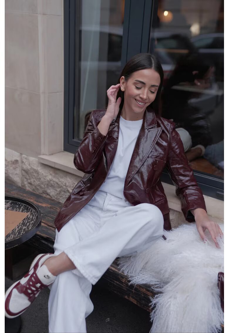 Nympha Clothing Сако тип Оксфорд блъдлъдско червено сако