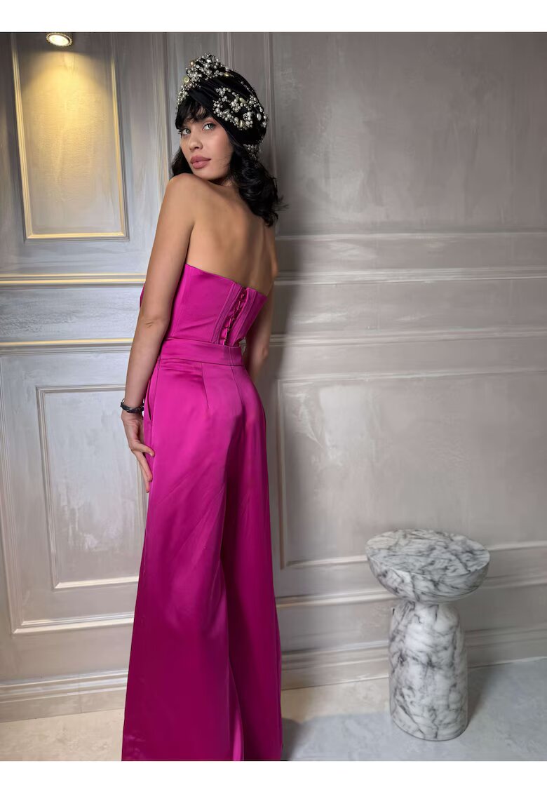 Nympha Clothing Сатенирани Панталони с Широк Крой - Фуксия