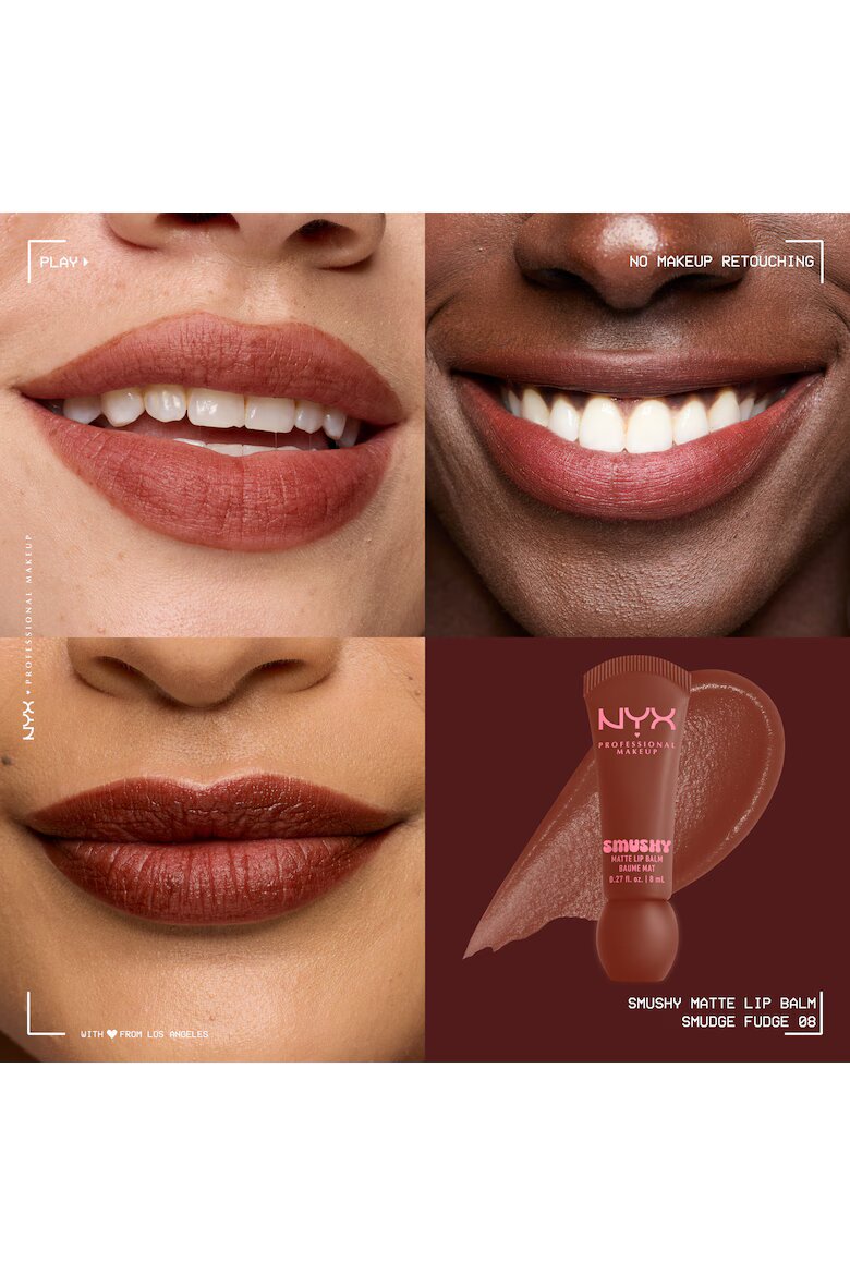 NYX Professional Makeup Балсам за устни Smushy Matte - 8 мл Smudge Fudge