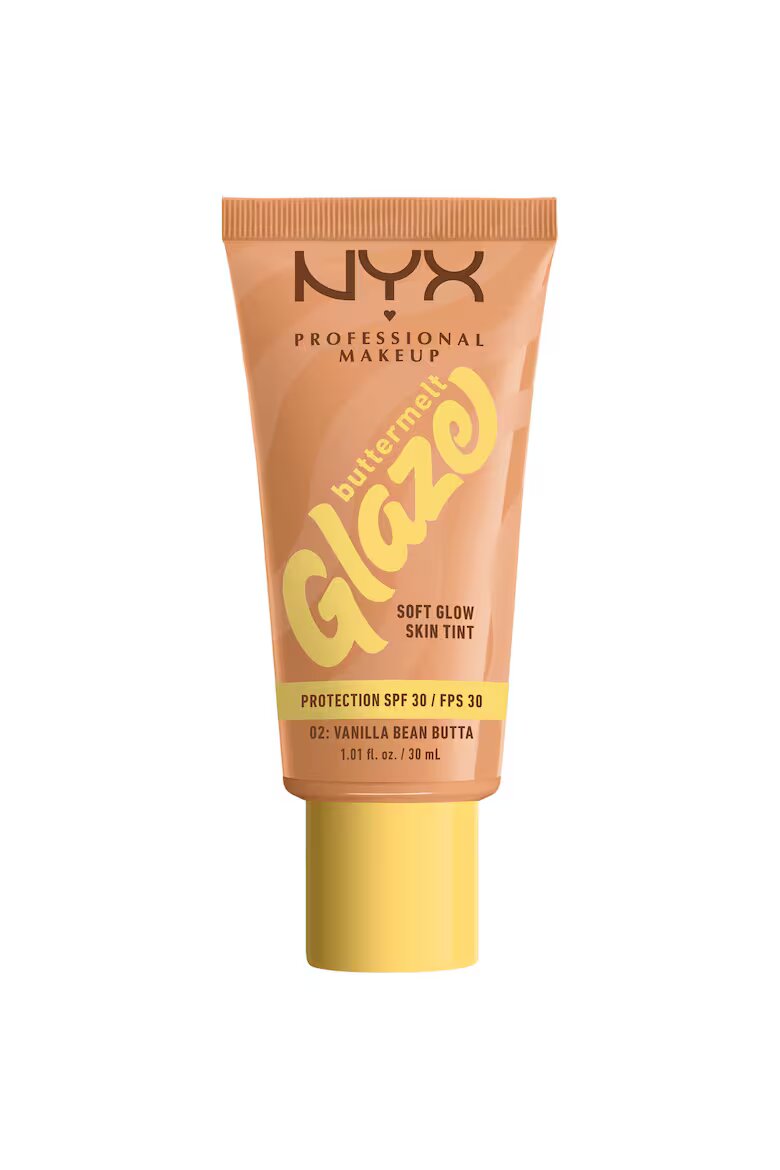 NYX Professional Makeup Фон дьо тен с лека формула и блестящ ефект NYX PM Buttermelt Glaze Tint Съдържа SPF 30 30 мл Vanilla Bean Butter