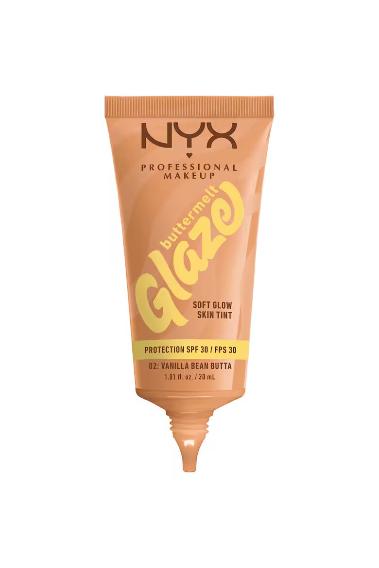 NYX Professional Makeup Фон дьо тен с лека формула и блестящ ефект NYX PM Buttermelt Glaze Tint Съдържа SPF 30 30 мл Vanilla Bean Butter