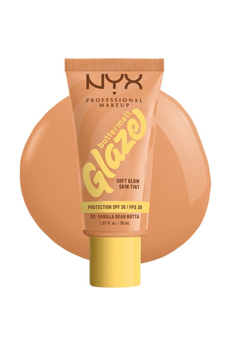 NYX Professional Makeup Фон дьо тен с лека формула и блестящ ефект NYX PM Buttermelt Glaze Tint Съдържа SPF 30 30 мл Vanilla Bean Butter