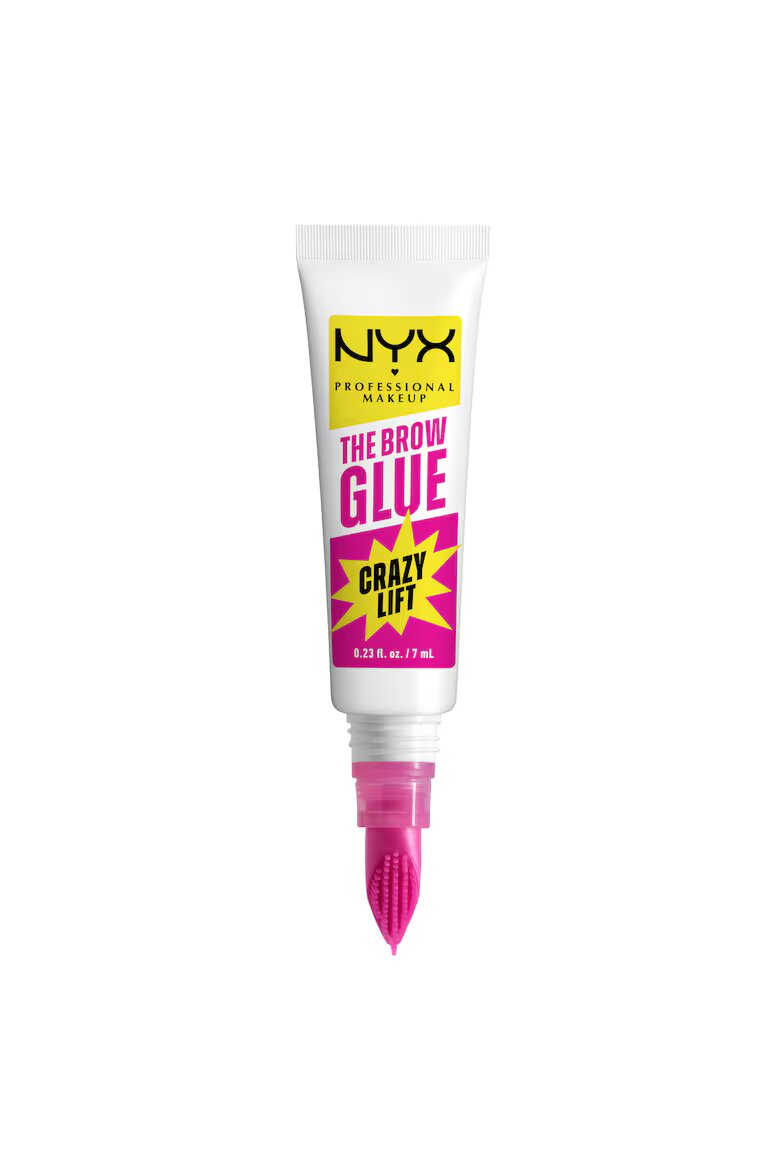 NYX Professional Makeup Гел за фиксиране на вежди The Brow Glue Crazy Lift Transparent Ламиниращ ефект Силна фиксация 24H Включена четка за оформяне 7 мл