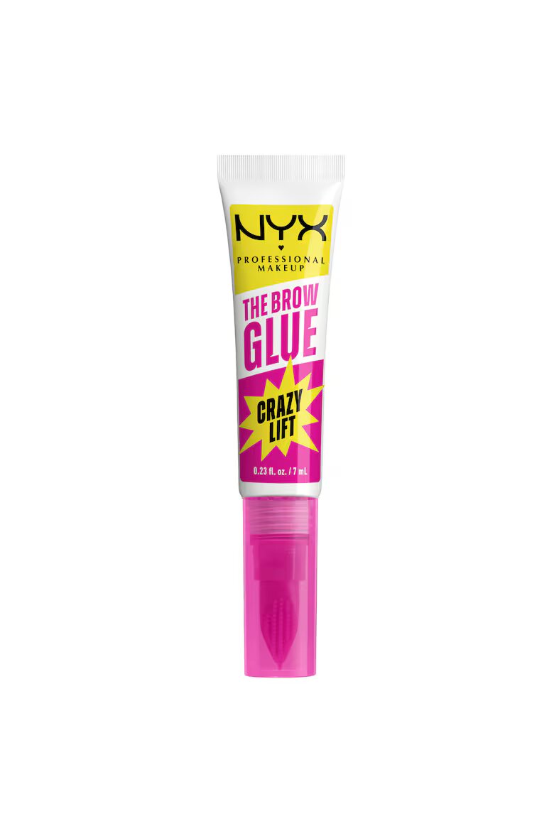 NYX Professional Makeup Гел за фиксиране на вежди The Brow Glue Crazy Lift Transparent Ламиниращ ефект Силна фиксация 24H Включена четка за оформяне 7 мл