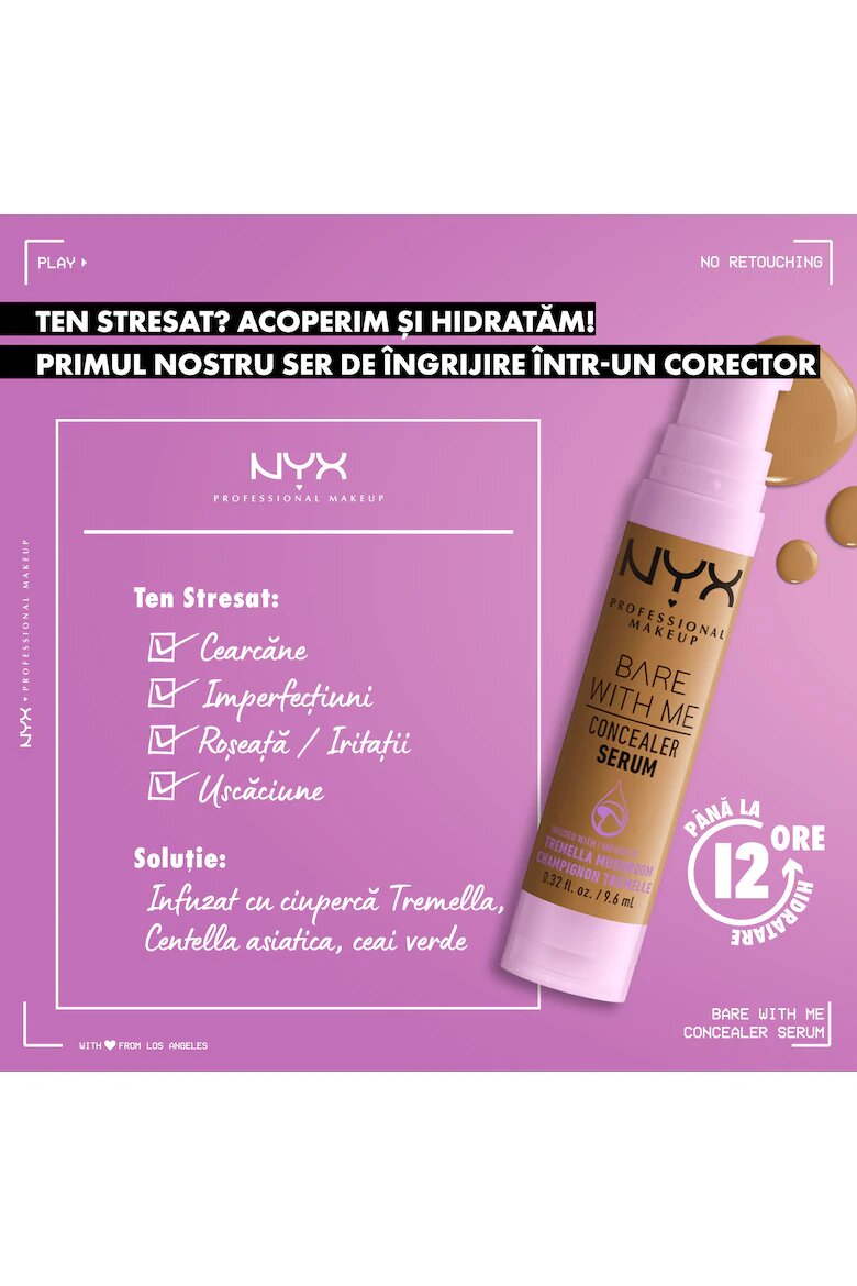 NYX Professional Makeup Хидратиращ коректор за тъмни кръгове и несъвършенства Bare with me Serum 2.5 Medium Vanilla 9.6 мл