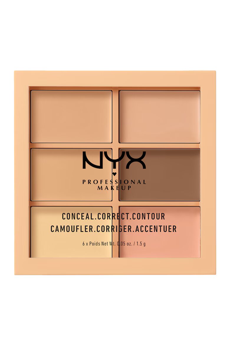 NYX Professional Makeup Палитра за коригиране и контуриране 3C Contour Correct and Conceal Palette 01 Light Кремообразна Наслагваща се 9 гр