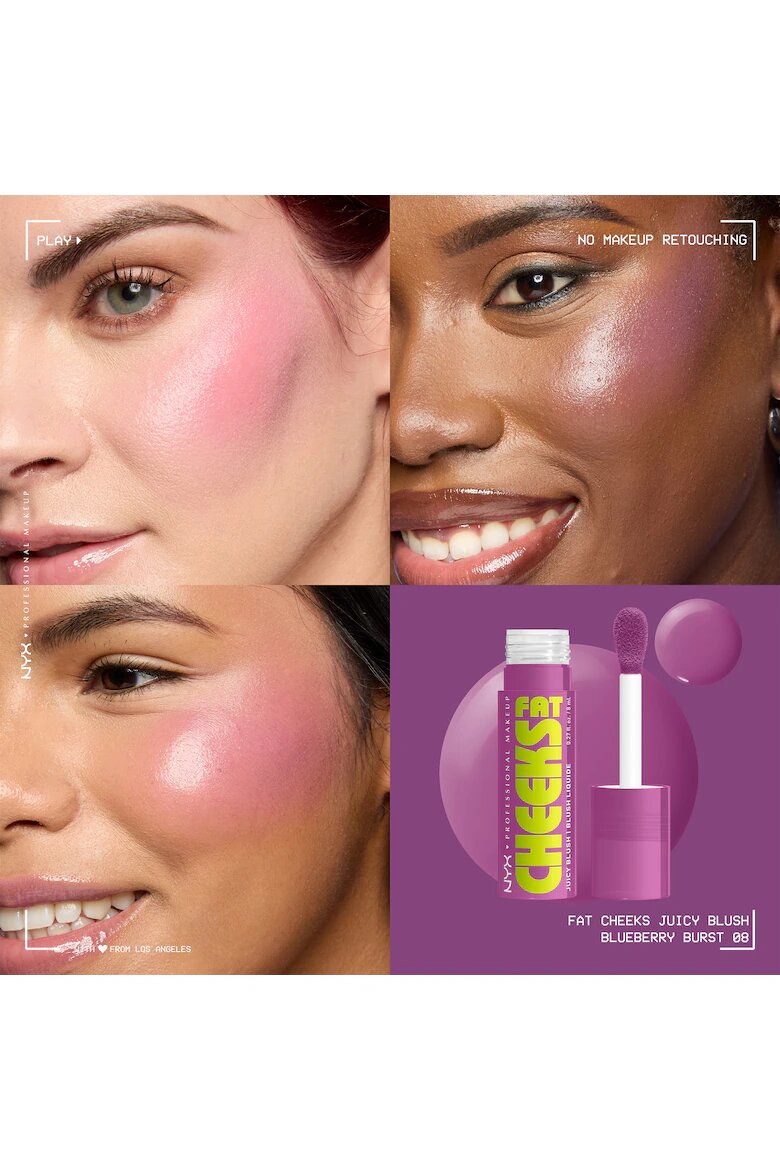 NYX Professional Makeup Течен руж Fat Cheeks Дълготраен до 12 часа Не избледнява 8 мл Blueberry Burst