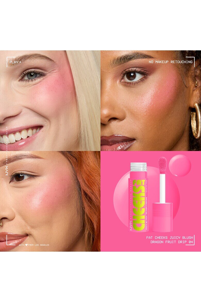 NYX Professional Makeup Течен руж Fat Cheeks Дълготраен до 12 часа Не избледнява 8 мл Dragon Fruit Drip