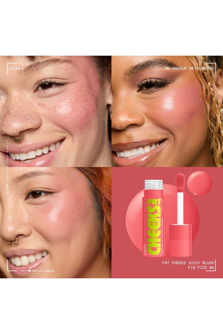 NYX Professional Makeup Течен руж Fat Cheeks Дълготраен до 12 часа Не избледнява 8 мл Fig Fizz
