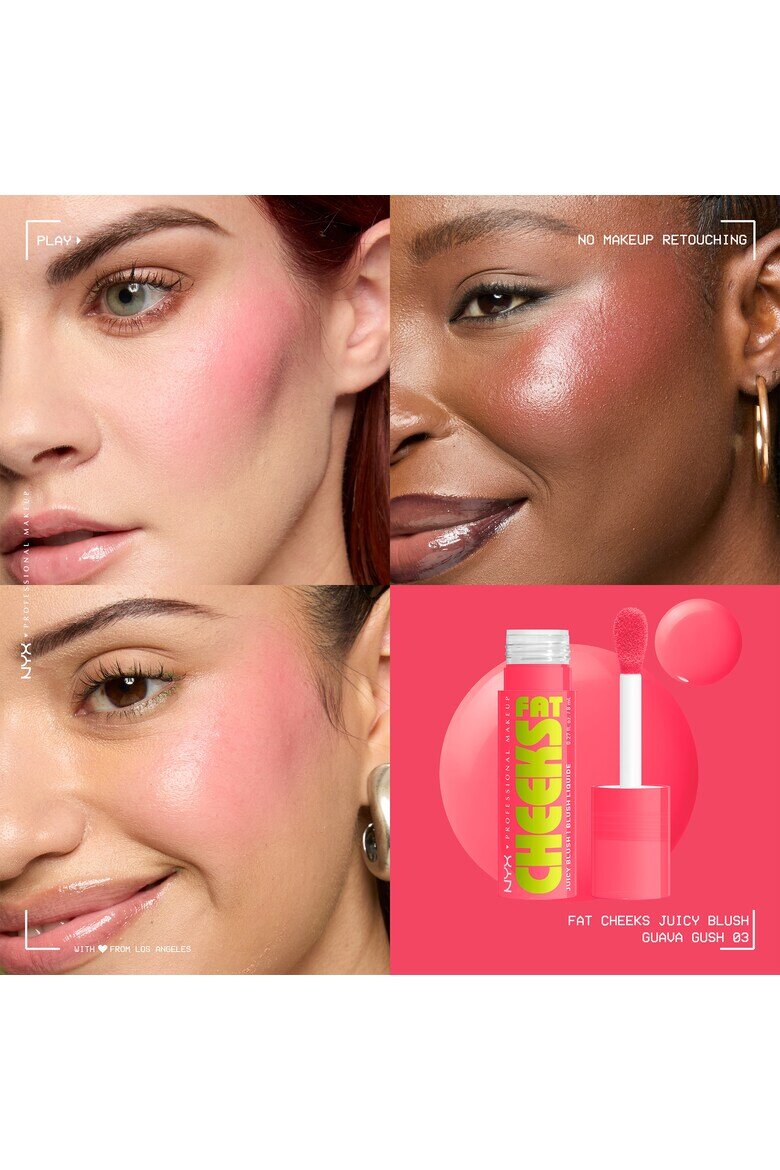 NYX Professional Makeup Течен руж Fat Cheeks Дълготраен до 12 часа Не избледнява 8 мл Guava Gush