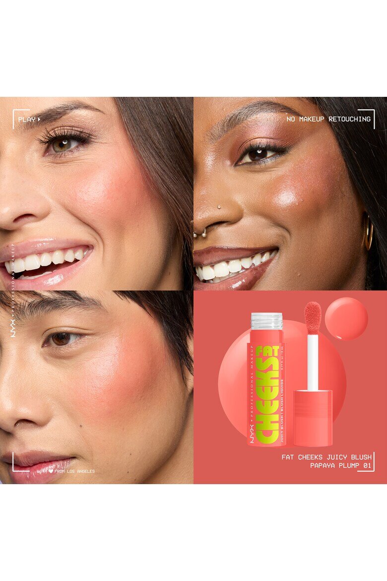 NYX Professional Makeup Течен руж Fat Cheeks Дълготраен до 12 часа Не избледнява 8 мл Papaya Plump