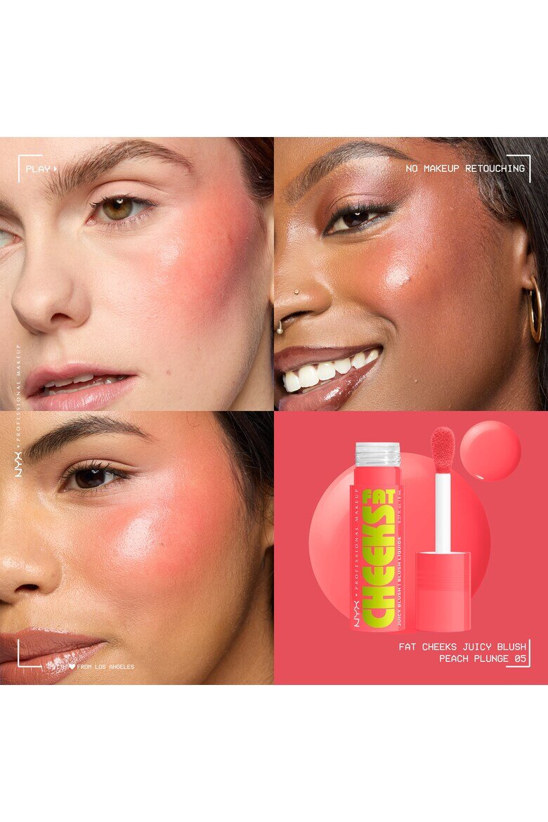 NYX Professional Makeup Течен руж Fat Cheeks Дълготраен до 12 часа Не избледнява 8 мл Peach Plunge