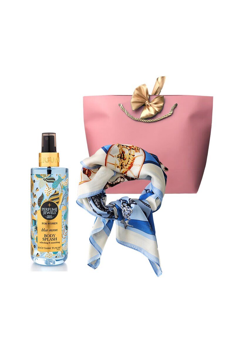 OEM Комплект за грижа за тялото Eyup Sabri Tuncer Perfume Jewels Blue Body Spray и копринен шал