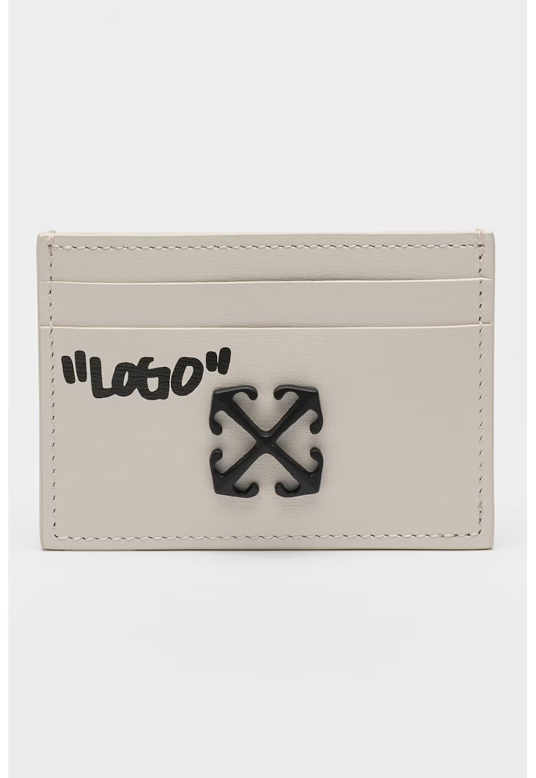 Off-White Кожен калъф за карти Jitney с лого - Бежов