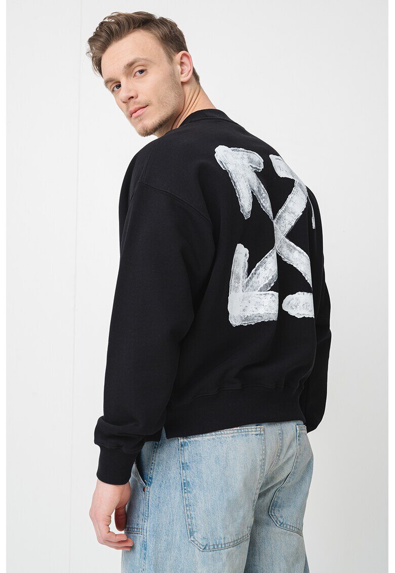 Off-White Суитшърт с принт - Бял/Черен