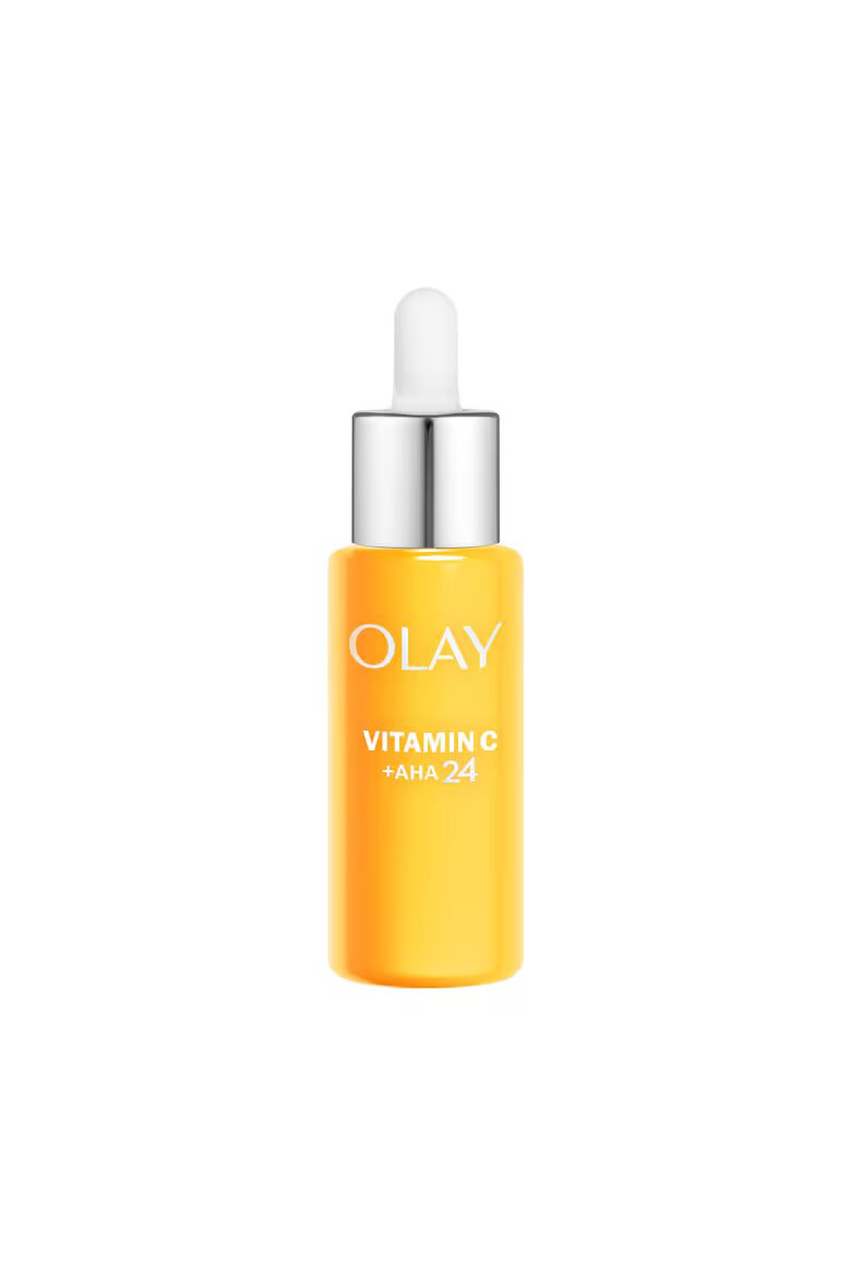 Olay Серум Vitamin C Day Face Serum: Нелепкава формула с витамин C AHA и 99% чист ниацинамид за сияен тен с 3 ключови действия: намалява пигментните петна изравнява текстурата и осигурява интензивна хидратация 40 мл