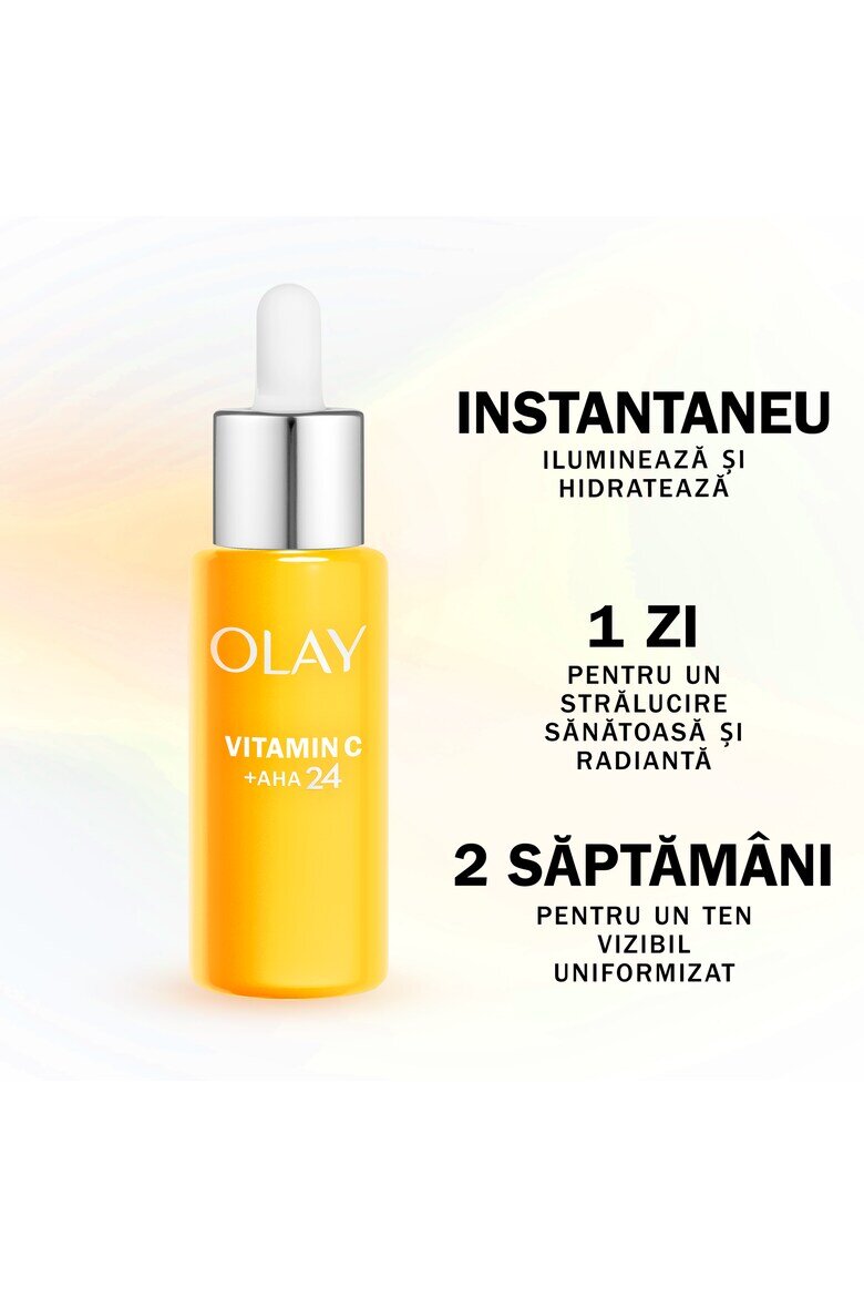 Olay Серум Vitamin C Day Face Serum: Нелепкава формула с витамин C AHA и 99% чист ниацинамид за сияен тен с 3 ключови действия: намалява пигментните петна изравнява текстурата и осигурява интензивна хидратация 40 мл