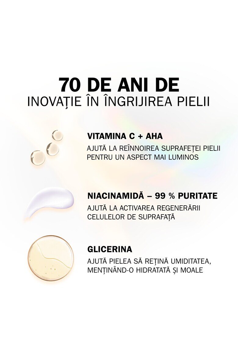 Olay Серум Vitamin C Day Face Serum: Нелепкава формула с витамин C AHA и 99% чист ниацинамид за сияен тен с 3 ключови действия: намалява пигментните петна изравнява текстурата и осигурява интензивна хидратация 40 мл