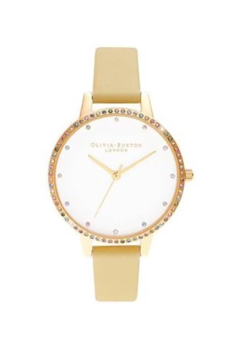 OLIVIA BURTON Дамски часовник - Неръждаема стомана/Кожа - Кварцов - 34мм - Златист/Бял