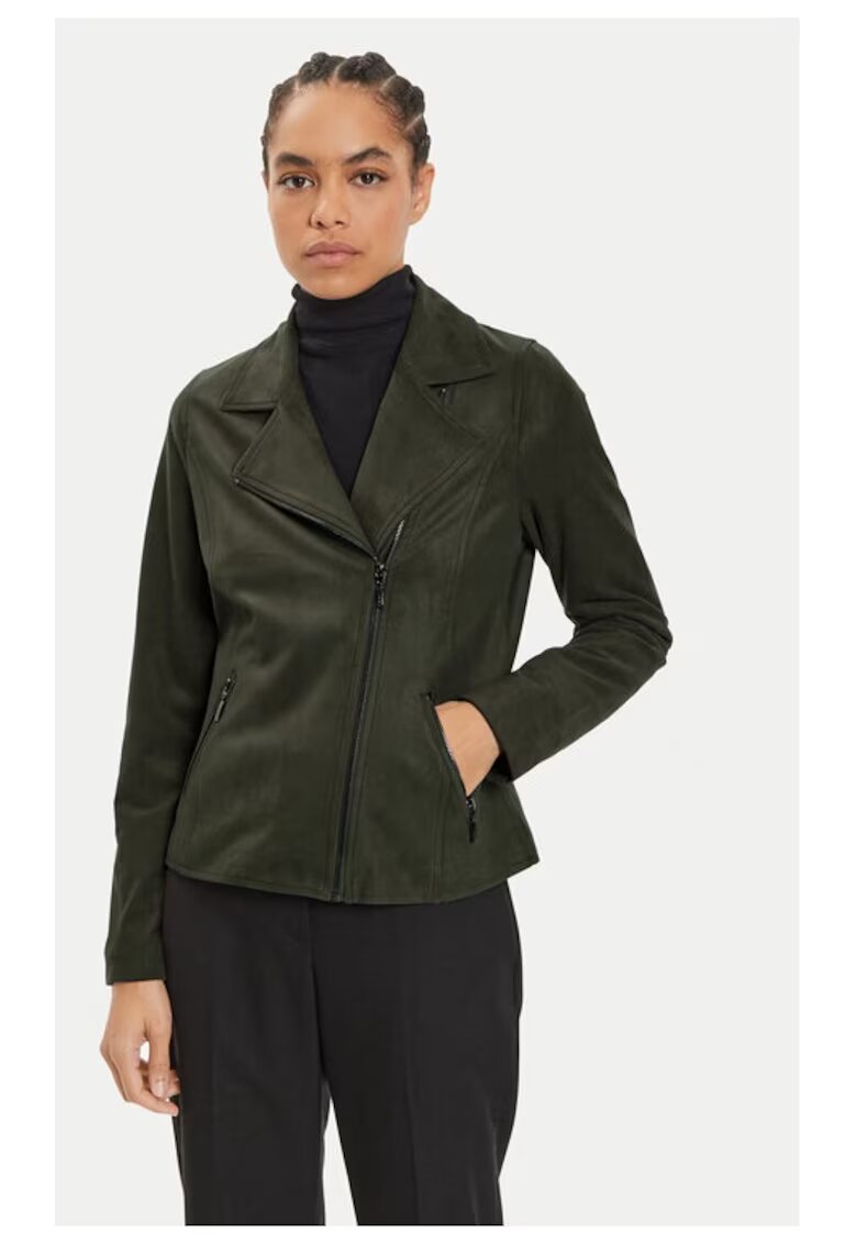 Olsen Faux Leather Jacket 15001386 Green Regular Fit - Еко-кожа