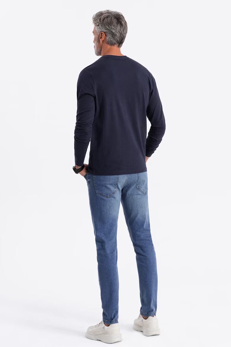 OMBRE Памучна блуза с шпиц Тъмносин