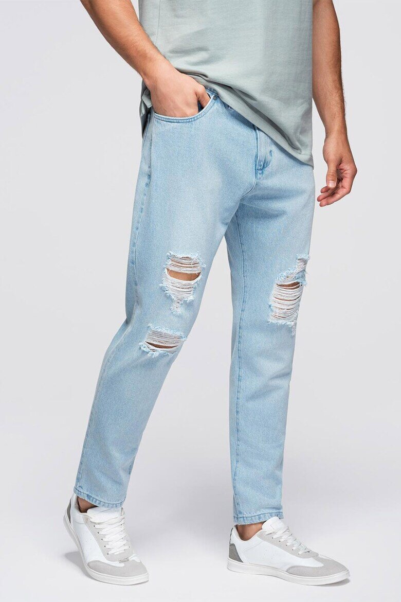 OMBRE Прави дънки с протрити зони