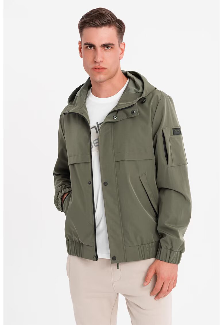 OMBRE Яке с качулка OM-JANP-0225 - Функционално - Преходно - Olive - Папратово зелено