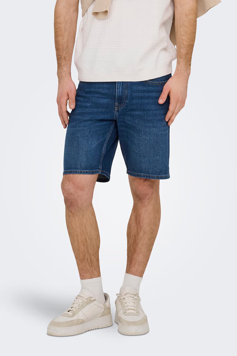 Only & Sons Къс панталон от деним със средновисока талия Тъмносин