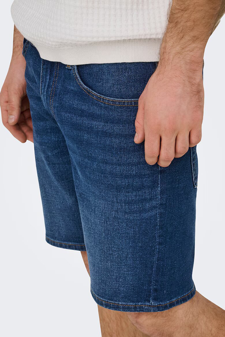 Only & Sons Къс панталон от деним със средновисока талия Тъмносин