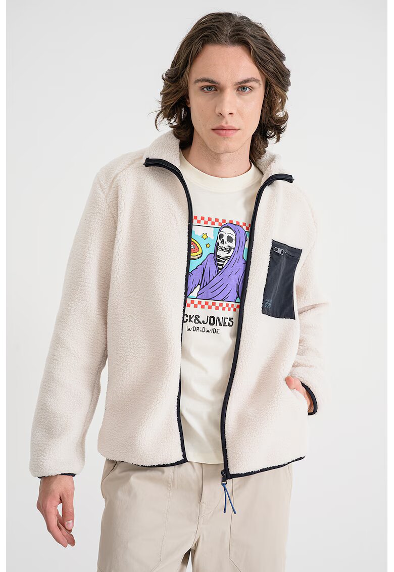 Only & Sons Яке Sherpa с цип - Крем/Тъмносин