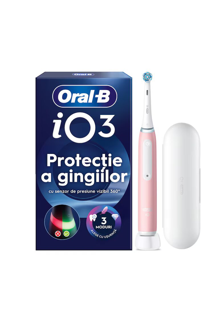 Oral-B Електрическа четка за зъби iO 3 - 1 резервна глава - 1 калъф за пътуване - Розово