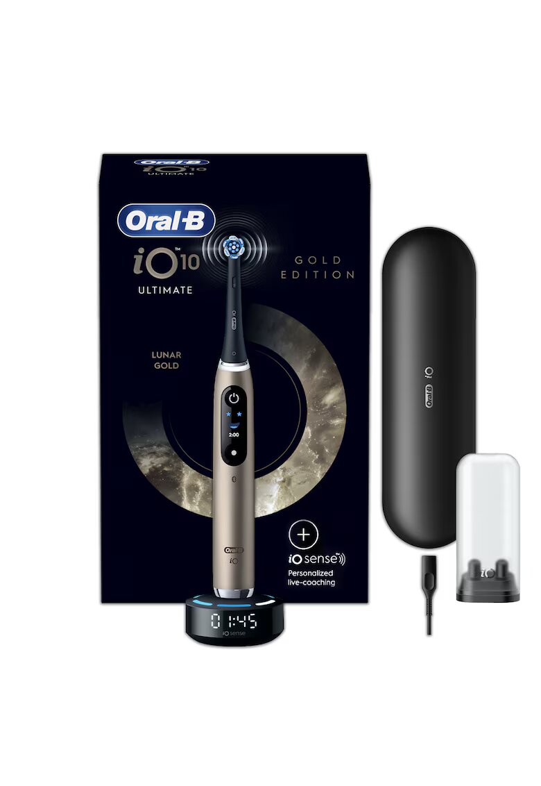 Oral-B Електрическа четка за зъби iO10 със зарядно iOSense - магнитна и микровибрационна технология - изкуствен интелект - LED дисплей - интелигентен ...