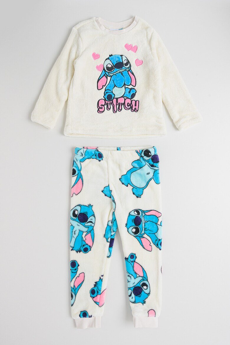 Original Marines Дълга плюшена пижама с принт на Stitch Бял/Пастелнорозов/Светлосин