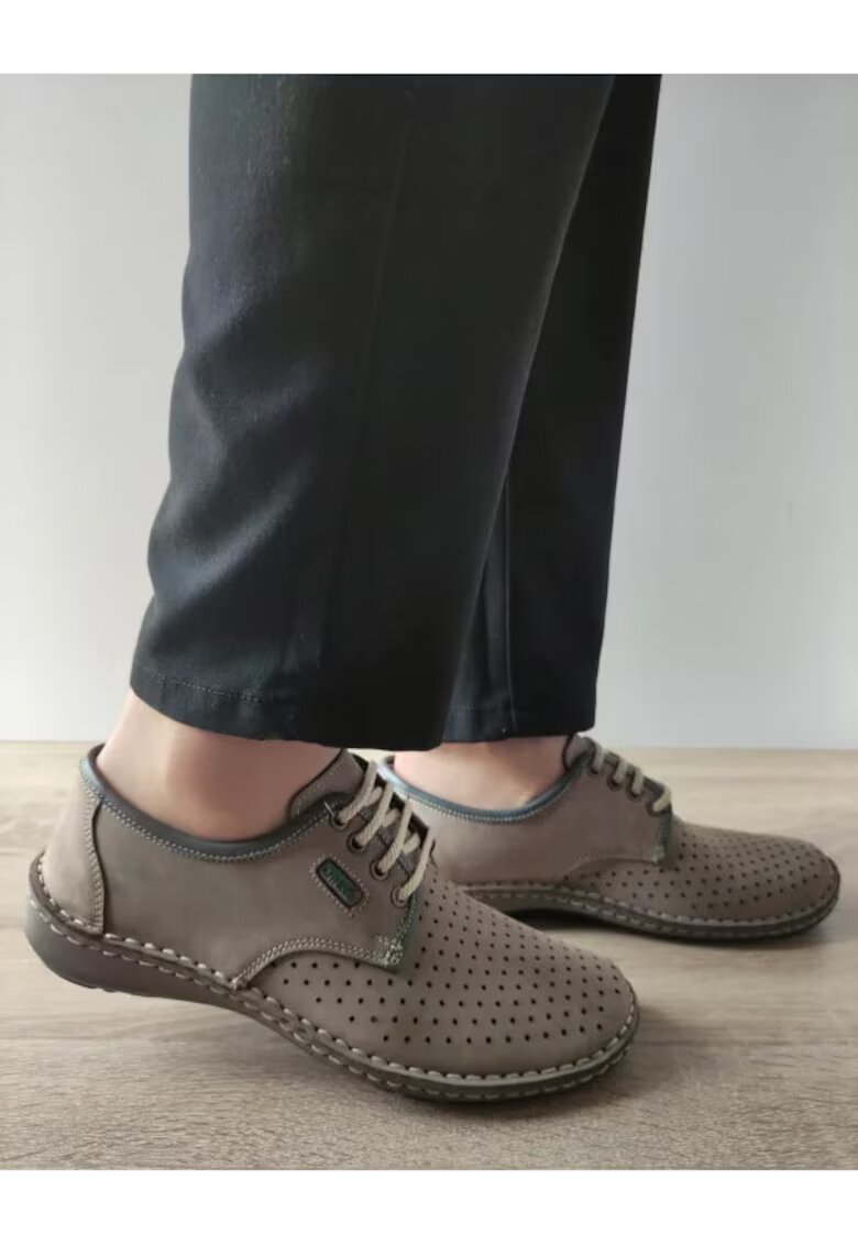 Otter Мъжки перфорирани ежедневни обувки 9558 14-2 Бежово-сиви Lotus Nubuck - Бежови