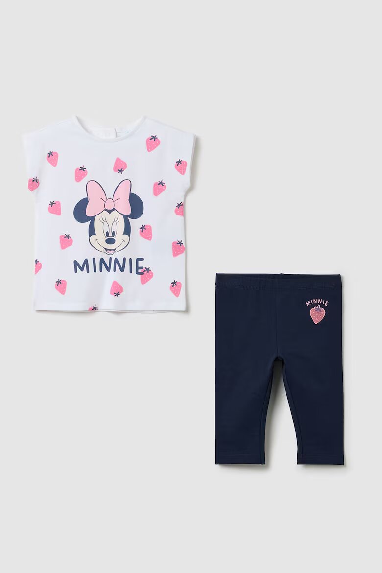 OVS Тениска с шарка на Minnie Mouse и клин Бял/Тъмносин