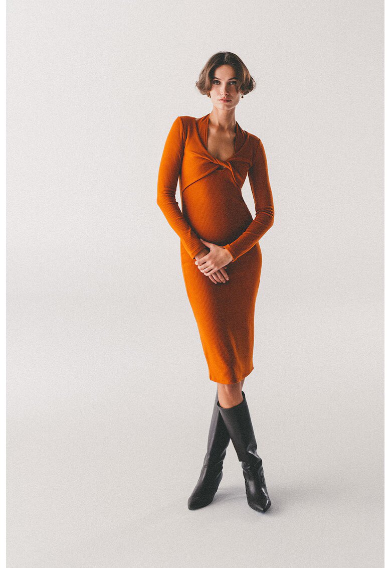 OXXO Фино плетена рокля - Изгорен портокал