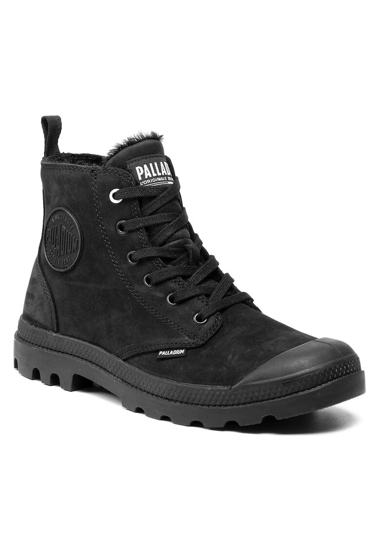 Palladium Мъжки боти All Black - естествена кожа - модел Pampa Hi Zip Wl 0598 - цвят