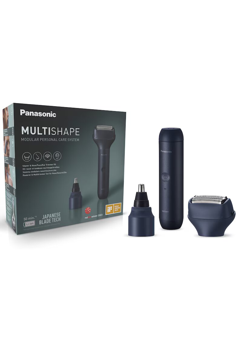 Panasonic Комплект тример за нос/уши/лице и самобръсначка MultiShape XSHAPE JUNIOR - 3 ножчета - Използване върху мокра/суха кожа - Литиево-йонна батерия ...