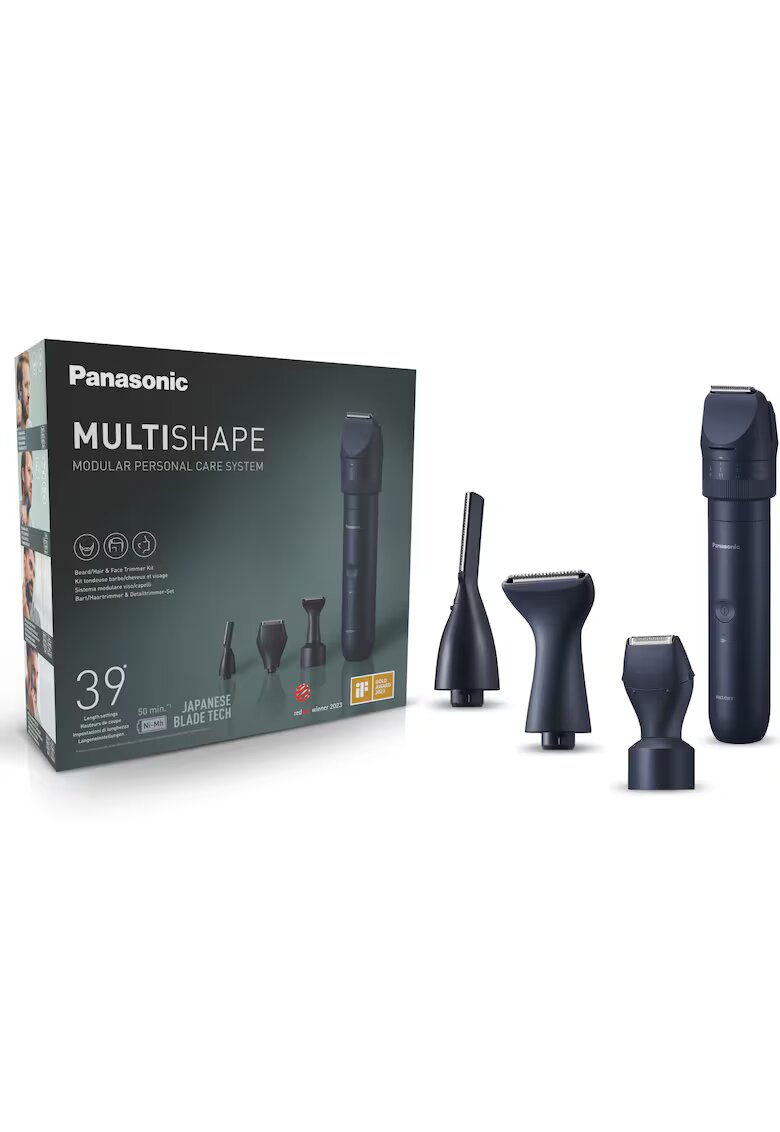Panasonic Комплект за подстригване и оформяне на брада MultiShape - 3 вида бръснещи глави за контуриране - Автономия 50 минути - Бързо зареждане за 1 час ...