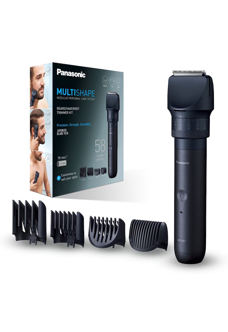 Panasonic Тример MultiSHAPE - Акумулатор - Живот на батерията 70 минути - Бързо зареждане 1H - 58 настройки за дължина - Черен