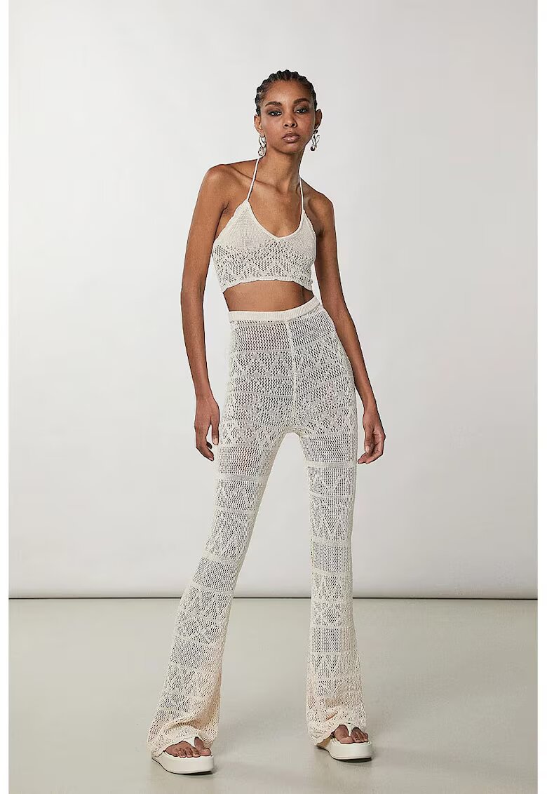 Patrizia Pepe Панталони с ефект на плетена на една кука плажна дреха - от памук. - Бял