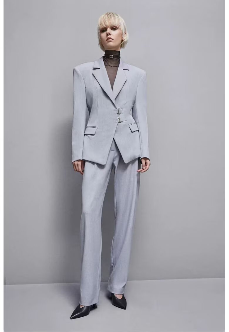 Patrizia Pepe Вталено сако - slim fit - с подплънки на раменете - Сив