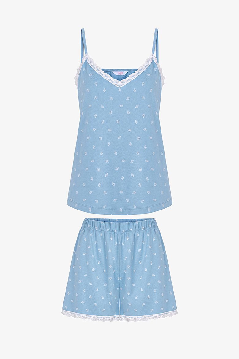 Penti Памучна къса пижама на точки Бял/Небесносин